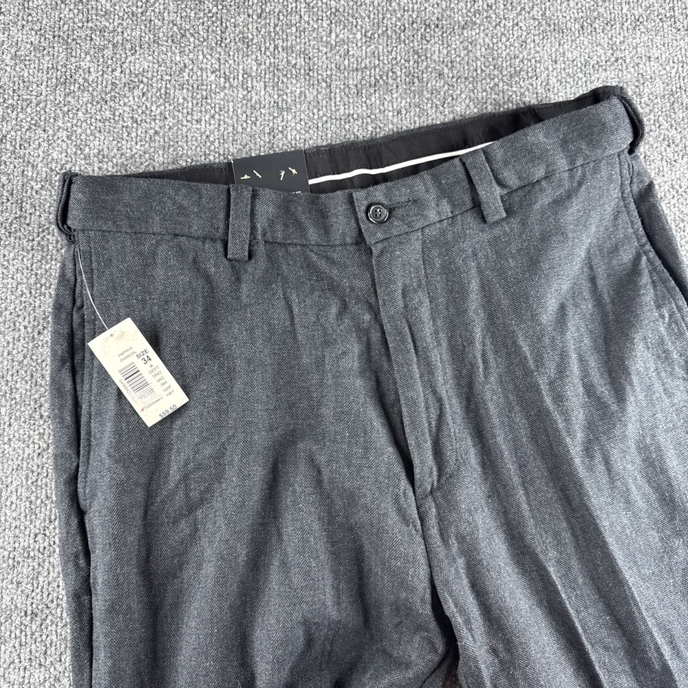 Roundtree & Yorke Mens Flat Front Classic Pants Charcoal Gray Stretch 34x30 NWT - Picture 4 of 9